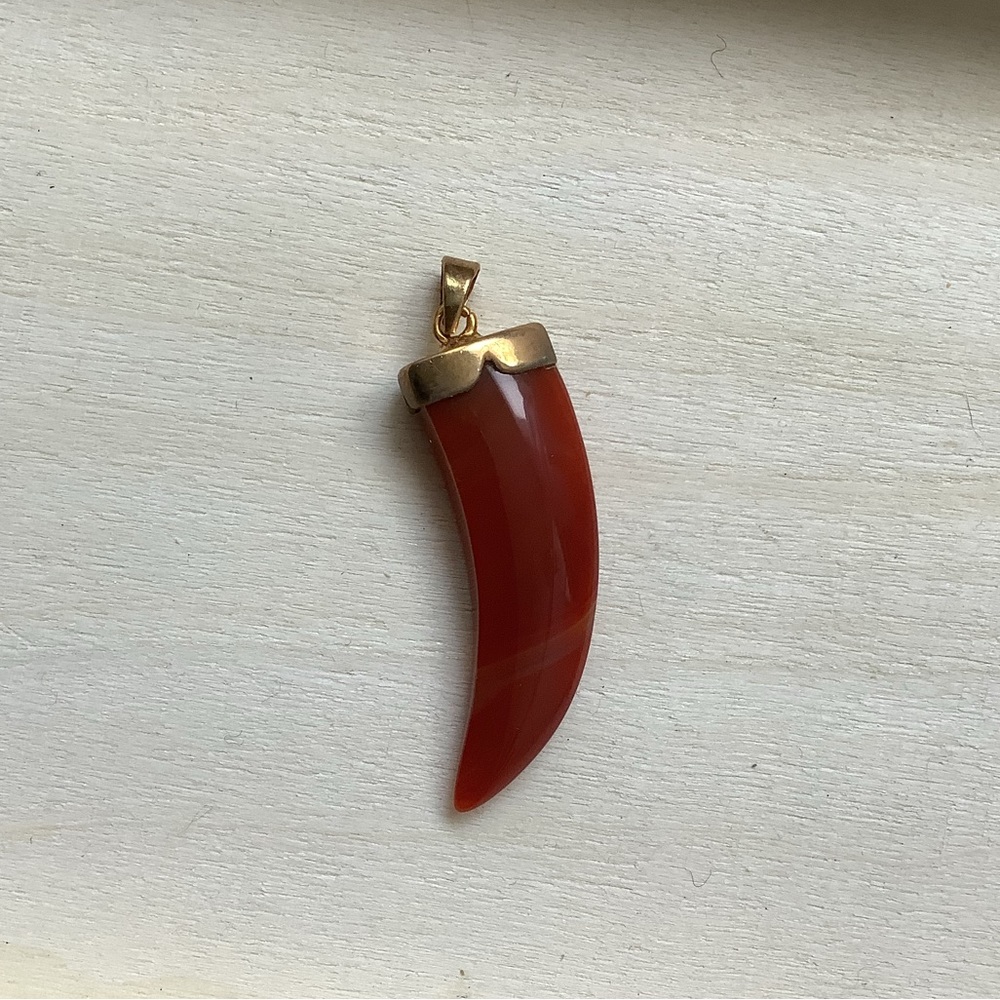 New vintage red tusk pendant charm